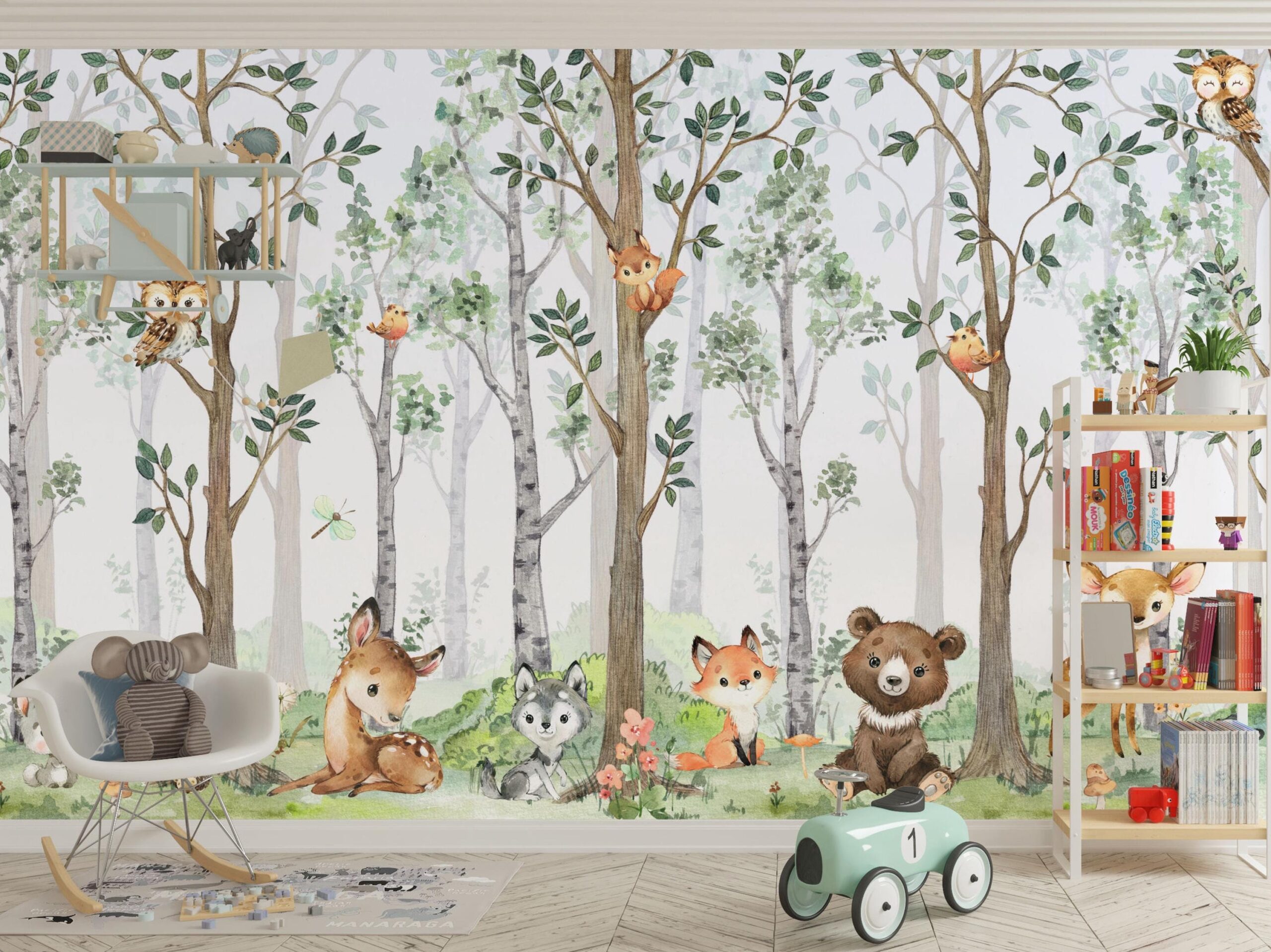 Woodland Animals Wallpaper: Peel and Stick Forest Wall Mural