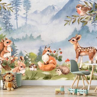 Woodland Animals Wallpaper: Peel and Stick Forest Wall Mural