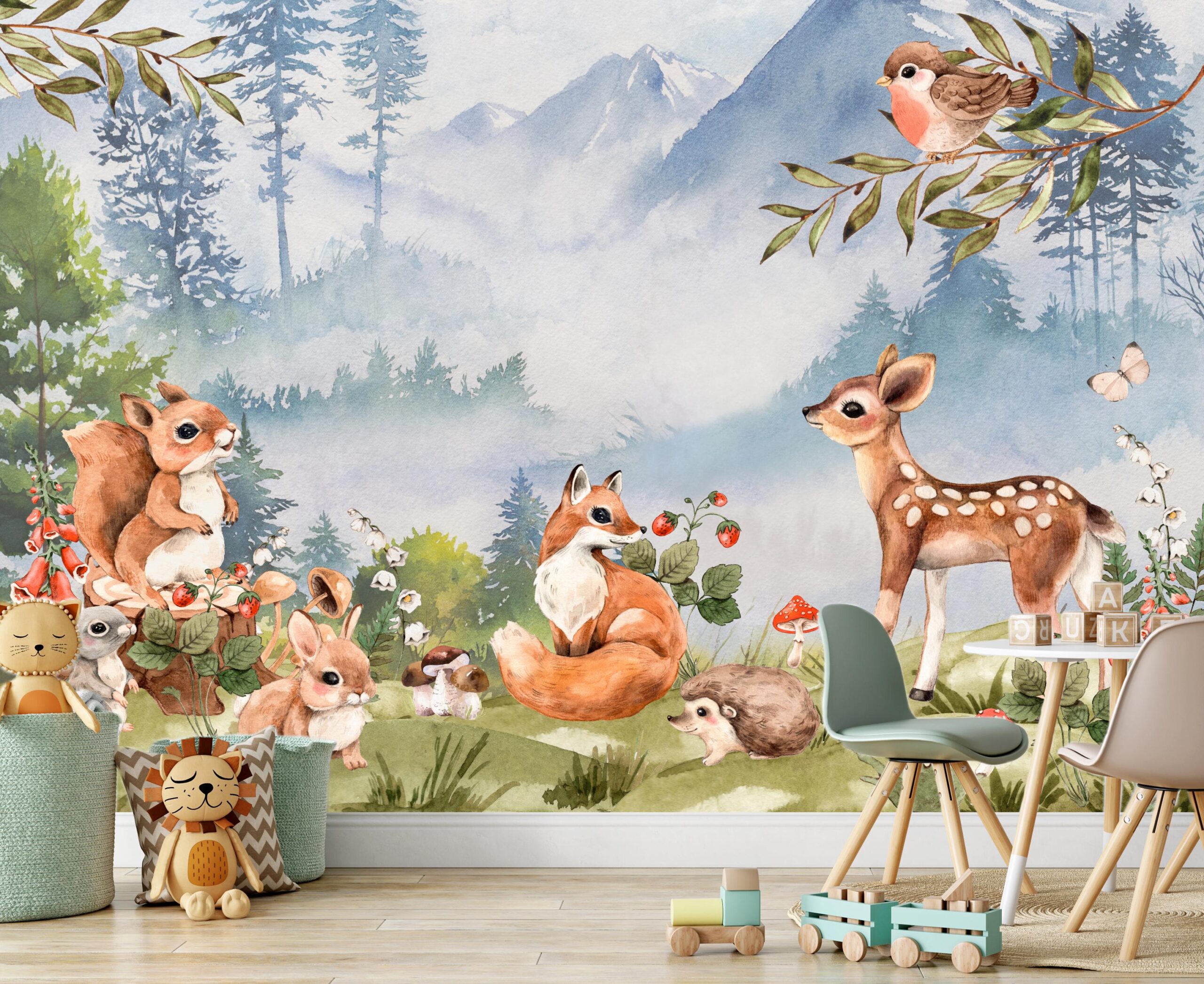Woodland Animals Wallpaper: Peel and Stick Forest Wall Mural