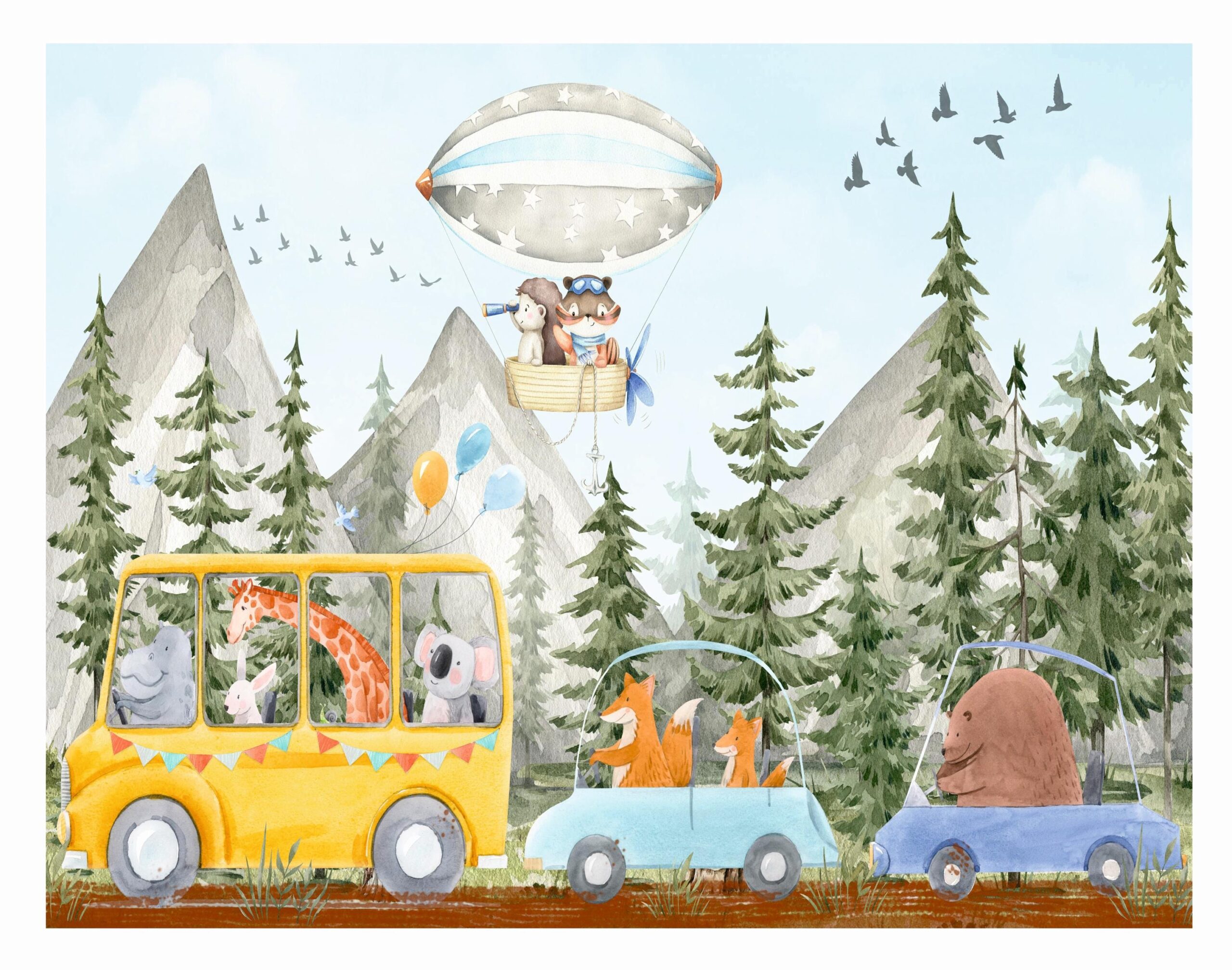 Woodland Animals Wallpaper: Peel and Stick Forest Wall Mural
