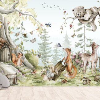 Woodland Animals Wallpaper: Peel and Stick Forest Wall Mural