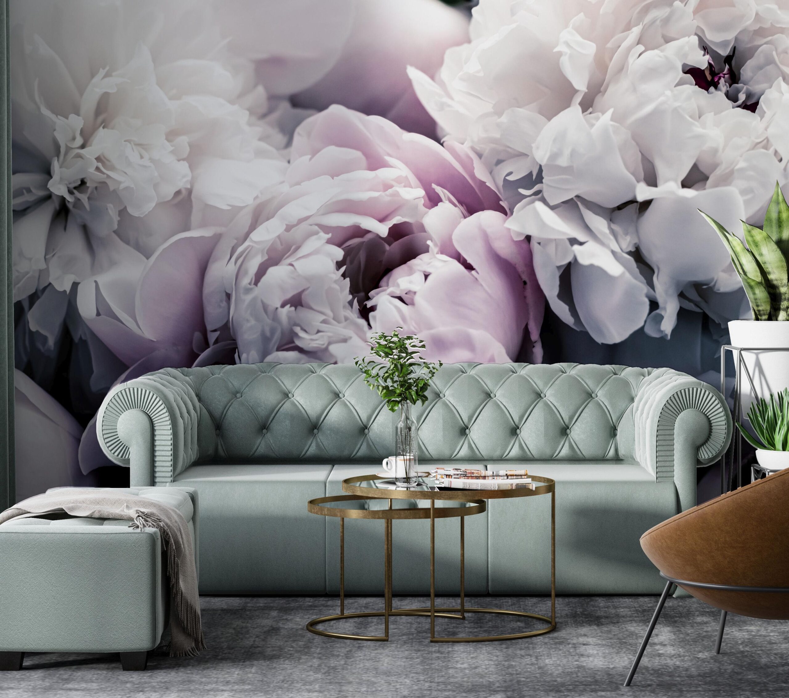 Peony Wallpaper Peony Flowers on a Black Background, Baroque Botanical Mural Vintage Peel and Stick Wall Decoration Made to Order