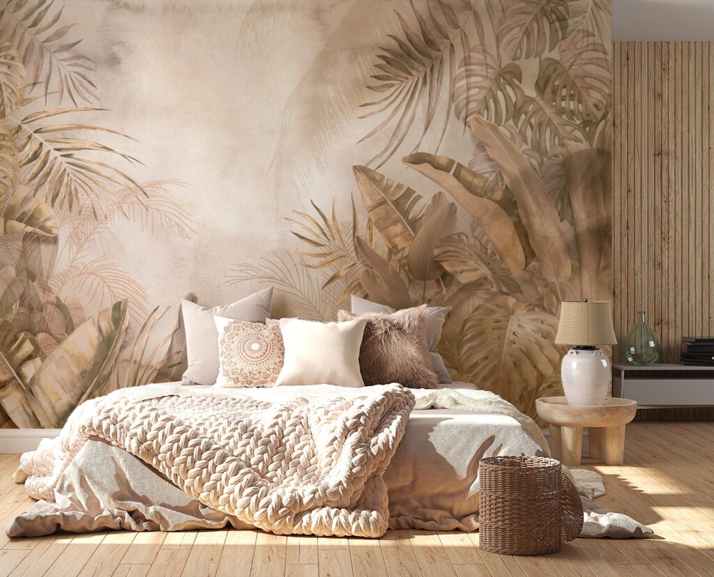 Palm Tree Wallpaper Sticker Wild Tropical Beautiful Gold Victorian Romantic Self-Adhesive Vintage Abstract Custom Made ASTANA