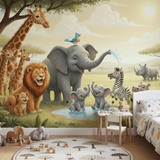 Safari Mural Nursery african animals wallpaper Wild Animals Peel and Stick Kids Room Decor wall mural elephant custom-made wallpaper