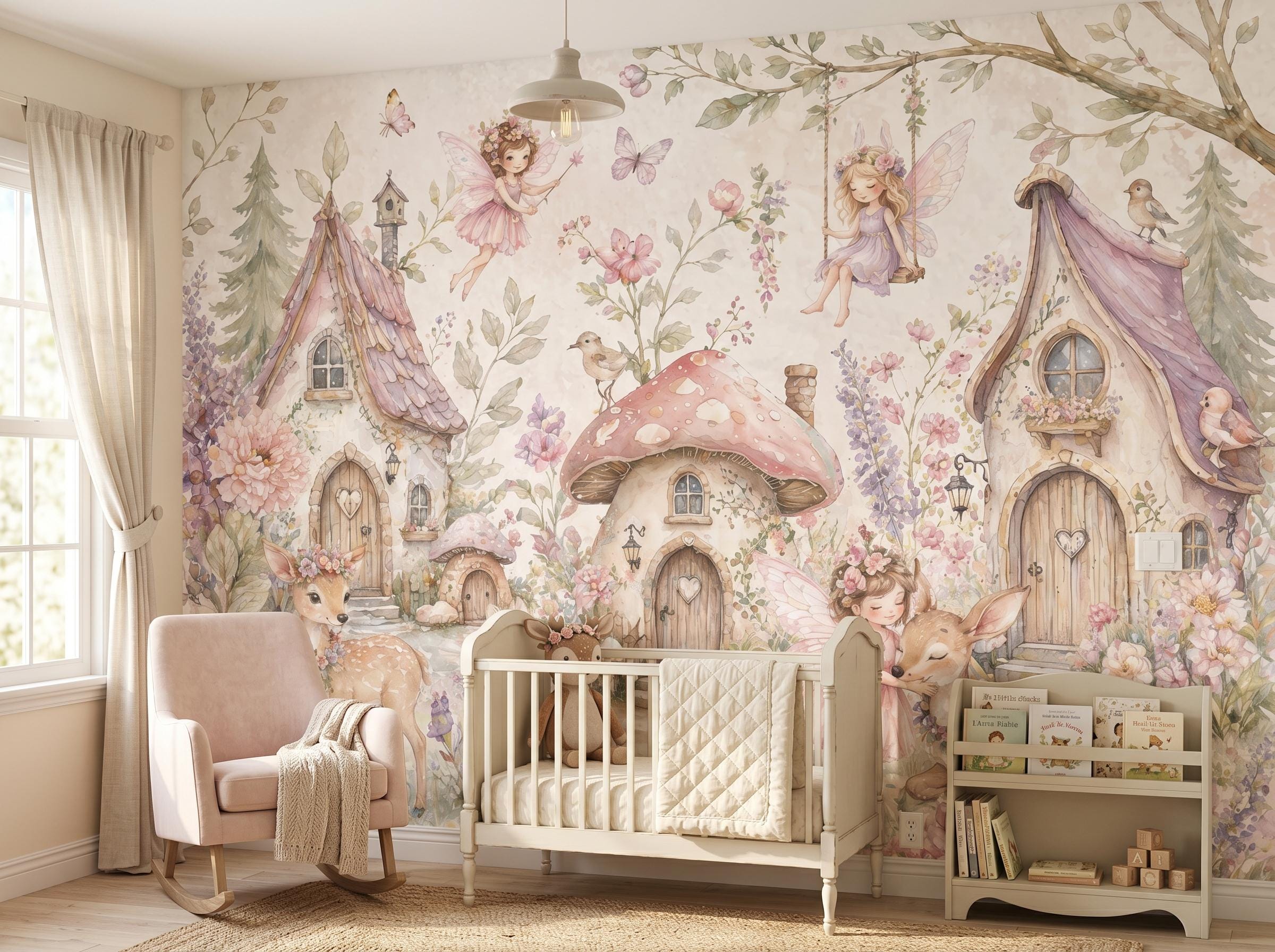 Fairy Tale Wallpaper Custom Size Kids Room Floral Forest Mural Girls Bedroom Decor